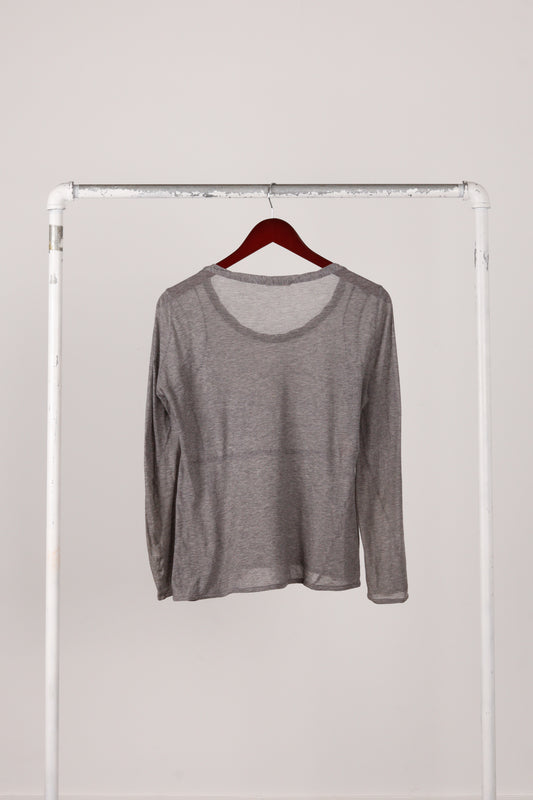 Marni 'Twist Trim Scoop Neck' L/S Top Heathered Grey