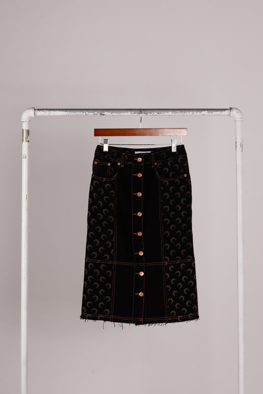 Marine Serre White Line FW21 'Regenerated Moon' Denim Skirt (2021)