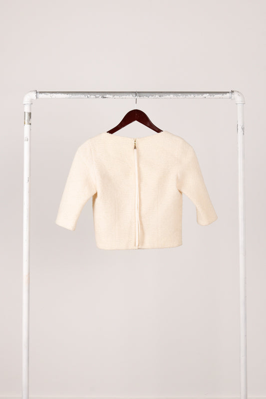 Louis Vuitton AW06 'Textured Tweed' Wool Blouse Ivory (2006)