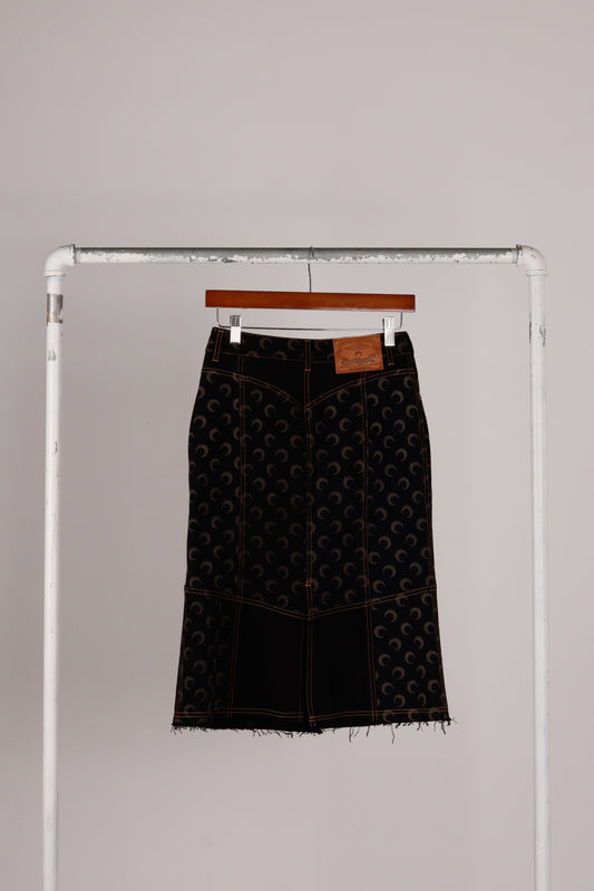 Marine Serre White Line FW21 'Regenerated Moon' Denim Skirt (2021)