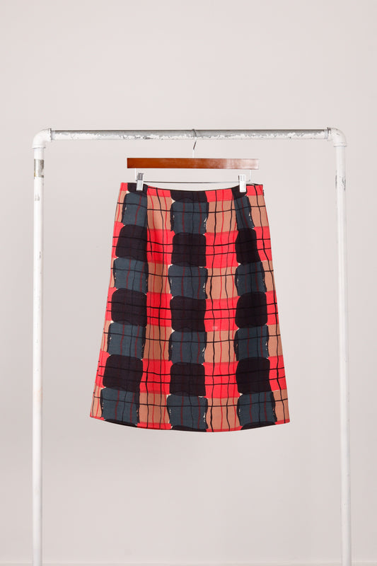 Marni FW15 'Watercolor Painted Plaid' Pencil Skirt (2015)