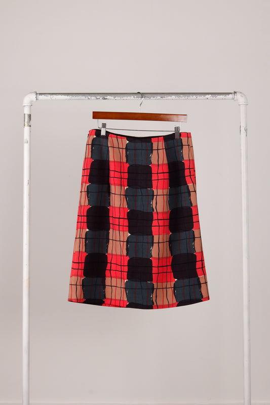 Marni FW15 'Watercolor Painted Plaid' Pencil Skirt (2015)