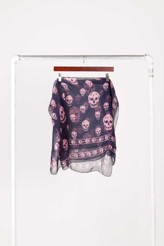 Alexander McQueen FW20 'Skull Print' Scarf Navy/Pink (2020)