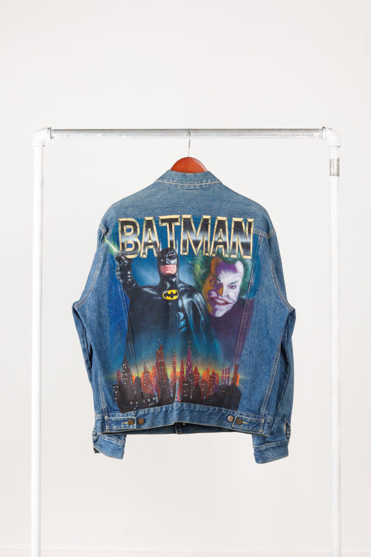 Vintage 1989 Tony Alamo 'Batman' Hand Painted Guess USA Denim Jacket