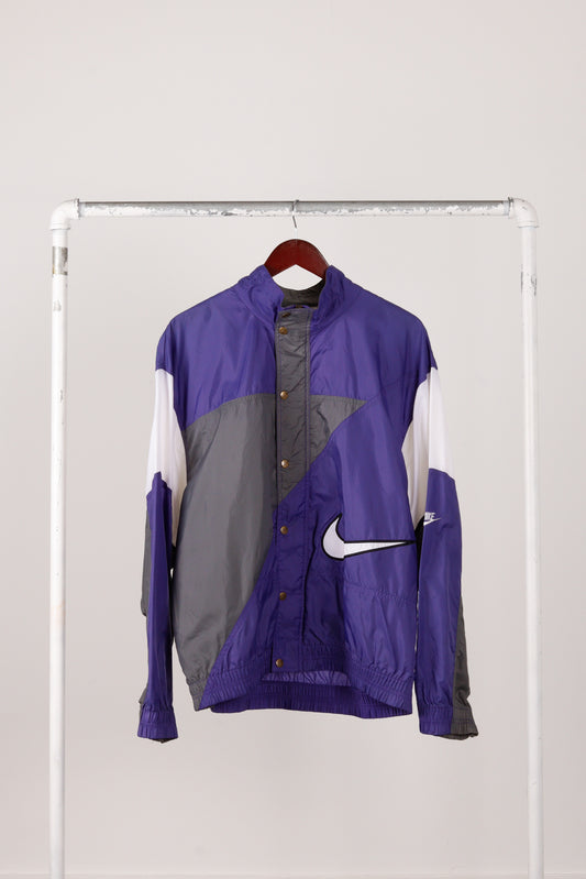 Vintage 90's Nike 'Big Swoosh Panel' Windbreaker Jacket Purple