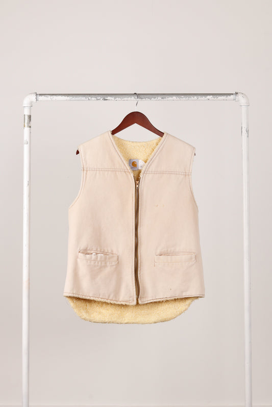 Vintage 1985 Carhartt 'Sherpa Lined' Vest Beige