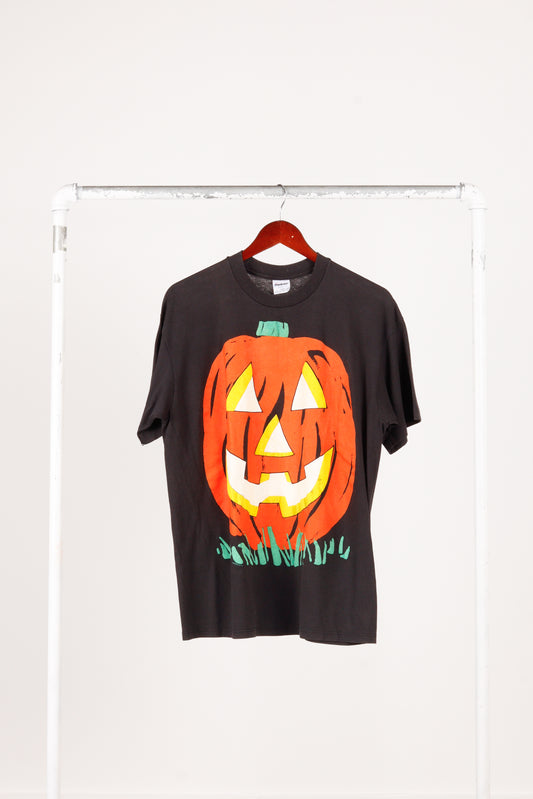 Vintage 90's Halloween Jack-O-Lantern Pumpkin T-Shirt Black