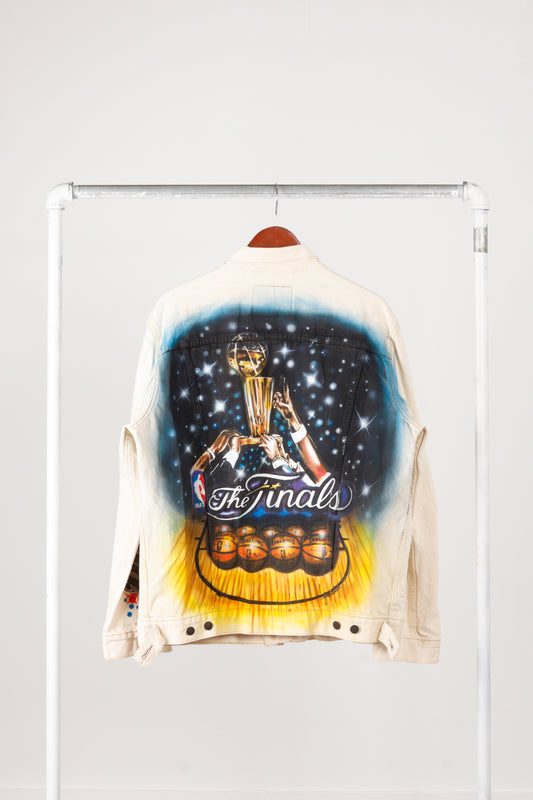 Just Don x Levi's 'Custom Airbrush NBA Finals Print' Denim Trucker Jacket White (2016)