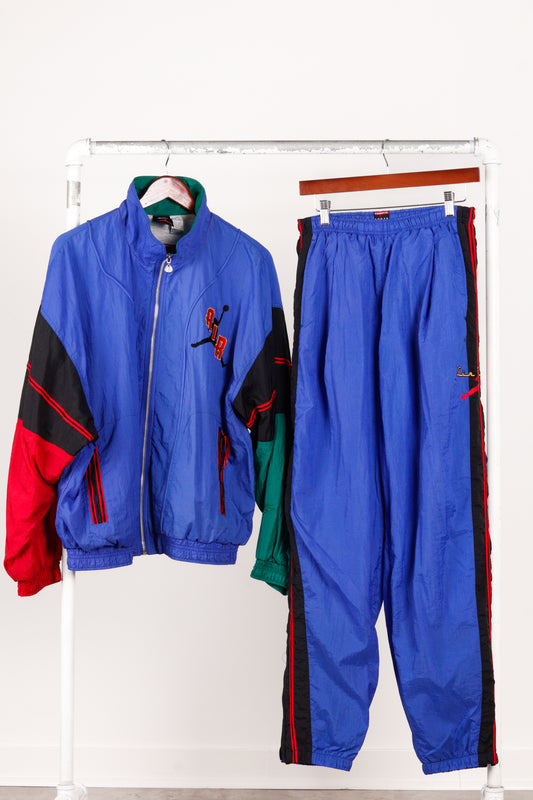 Vintage 1993 Nike Air Jordan 'Color Block' Windbreaker Track Suit Blue