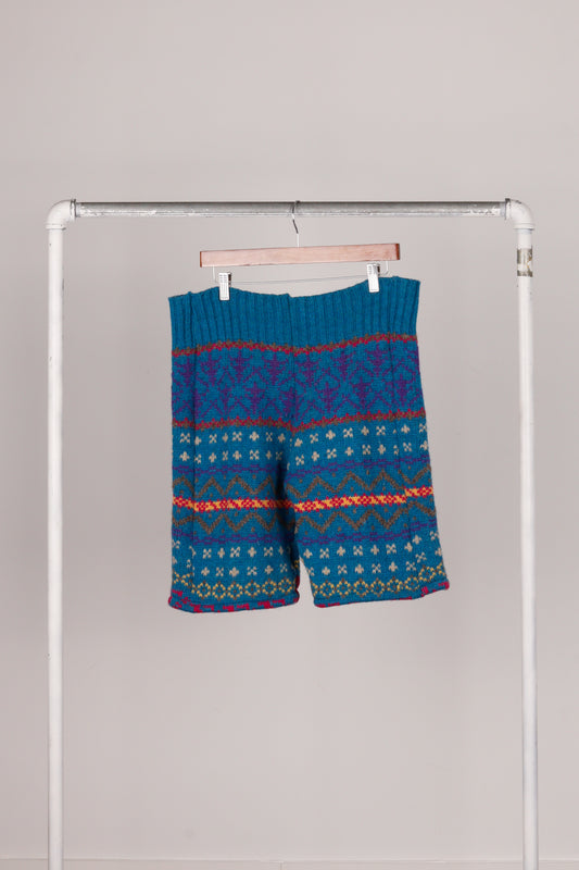 Vintage 80's Fair Isle 'Wool Print' Knit Shorts