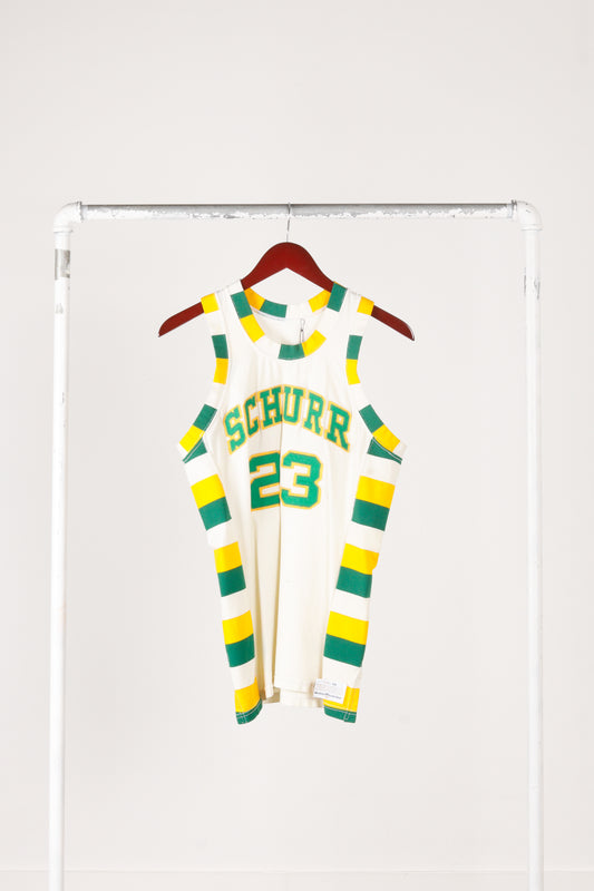 Vintage 80's Sand Knit Medalist 'Schurr High School CA' Basketball Jersey White