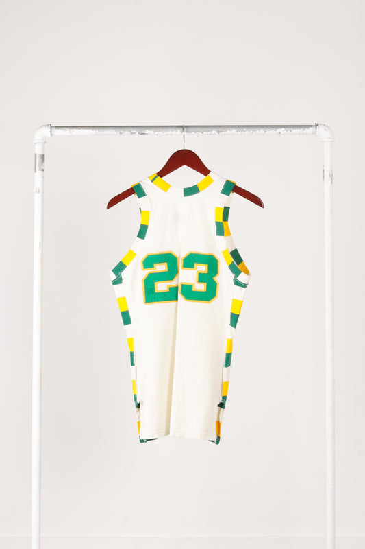 Vintage 80's Sand Knit Medalist 'Schurr High School CA' Basketball Jersey White