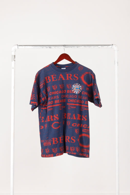 Vintage 90's Chicago Bears 'Repeater Logos' All-Over Print T-Shirt