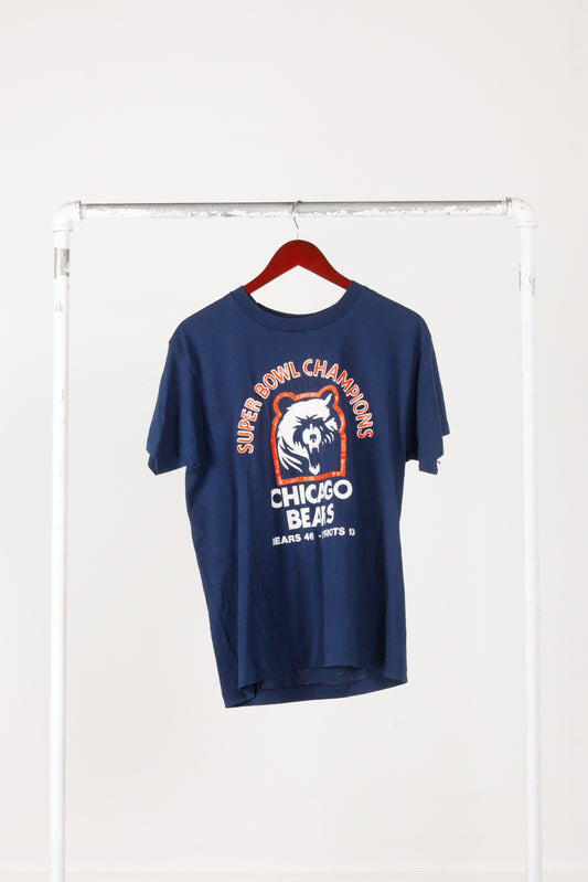 Vintage 1986 Chicago Bears 'Super Bowl Champions' T-Shirt Blue