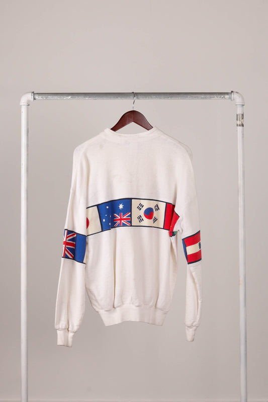 Vintage 90's Santiago Sporta 'Flags' 1/4 Zip Pullover