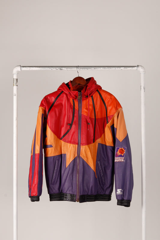 Vintage 1992 Starter 'Phoenix Suns Logo' Hooded Leather Jacket