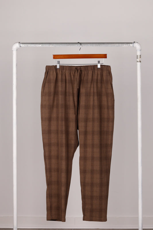 South2 West8 SS22 'Poly Plaid String' Lounge Pants Brown (2022)