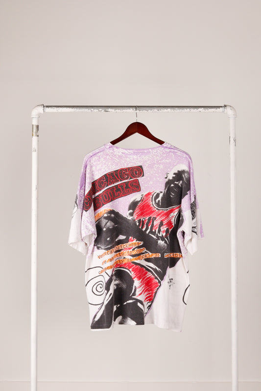 Vintage 1992 Chicago Bulls 'Michael Jordan Vertical Quickness All-Over Print' T-Shirt White