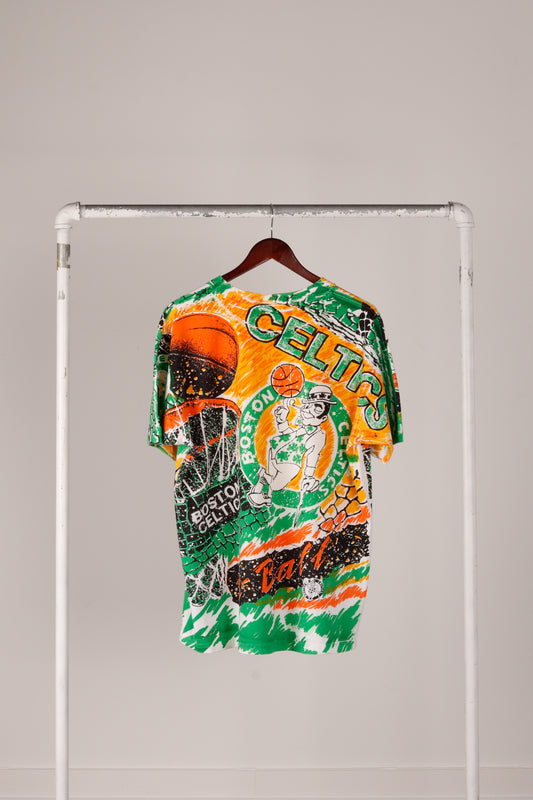 Vintage 1991 Boston Celtics 'Magic Johnson Brand All-Over Print' Tee