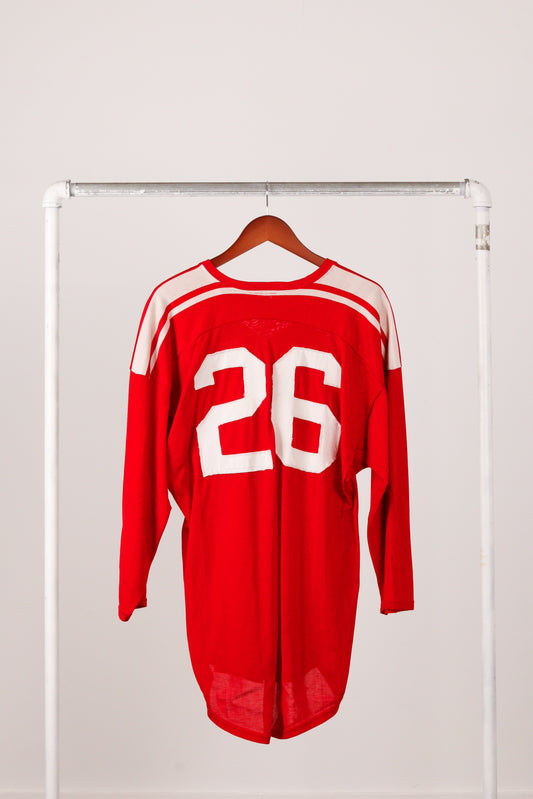 Vintage Mid Century '#26' L/S Football Jersey Red