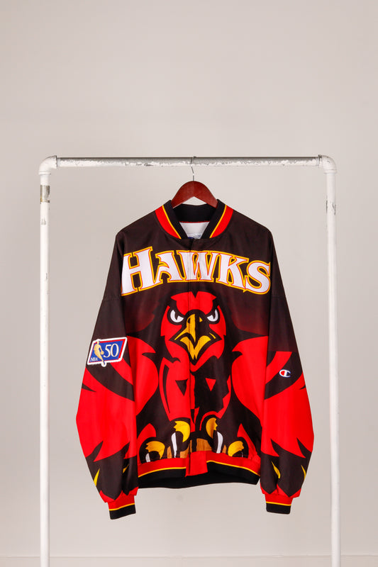 Vintage 1996 Atlanta Hawks 'Team Issued NBA 50th Anniversary Patch Warm Up' Jacket Away