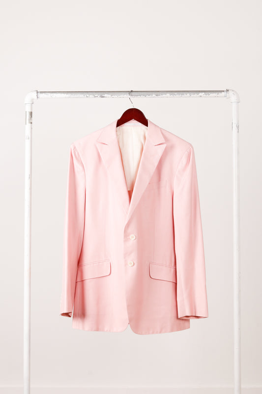 Gianni Versace Couture 'Single Breasted Double Notch Lapel Silk' Suit Set Pink