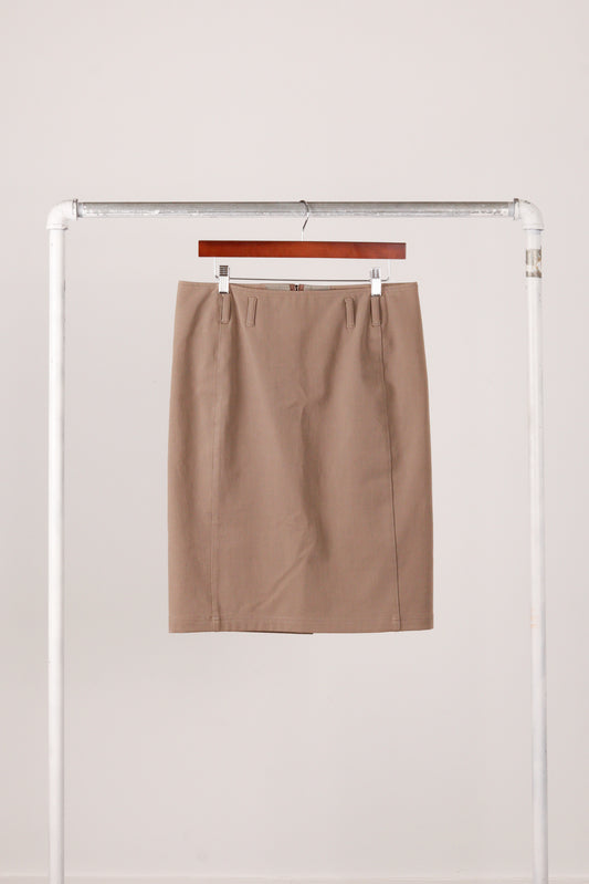 Prada Sport AW99 'Canvas Cotton' Pencil Skirt Taupe Brown (1999)