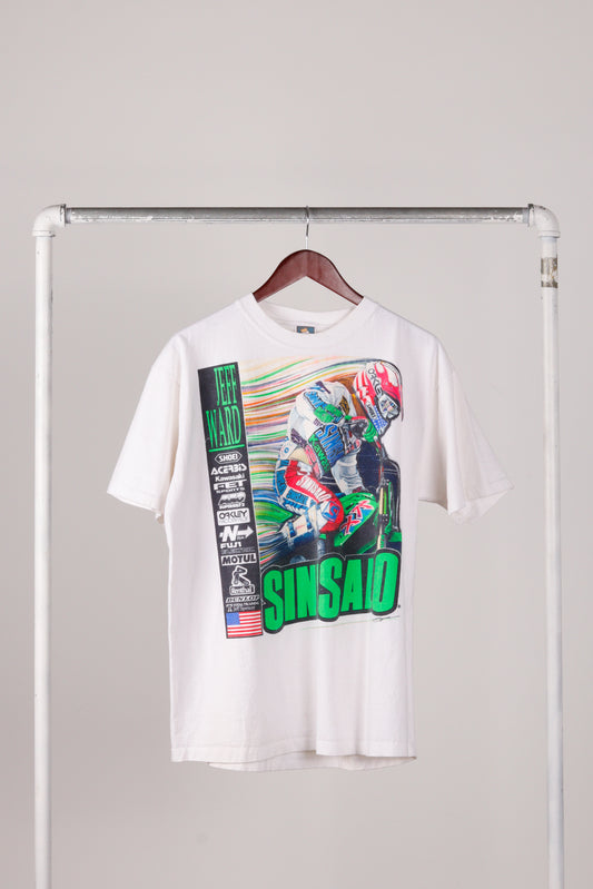 Vintage 1990 Sinisalo Motocross 'Jeff Ward Caricature' T-Shirt