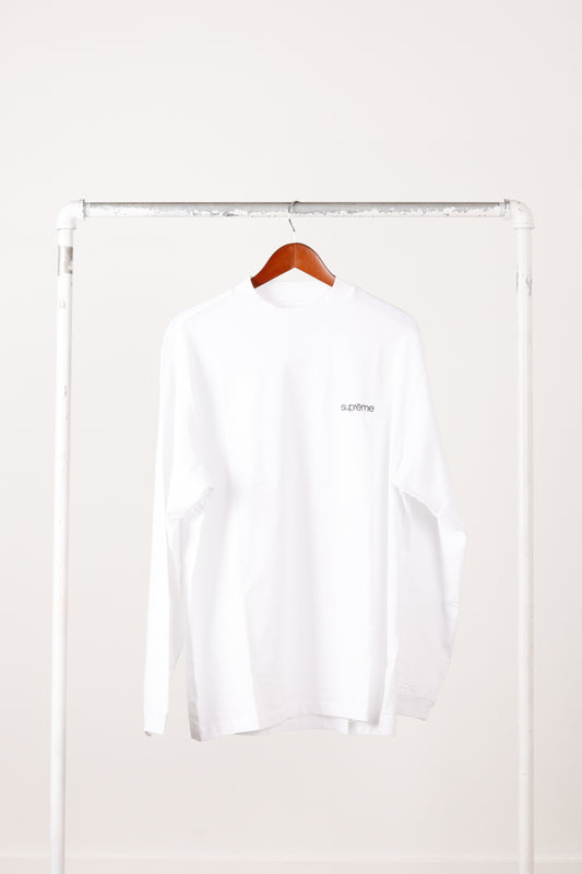 Supreme FW23 'Classic Logo' Mock Neck L/S T-Shirt White (2023)