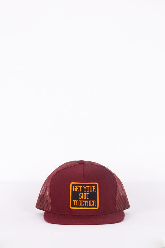 Supreme FW10 'Get Your Shit Together' Mesh Snapback Cap Burgundy (2010)