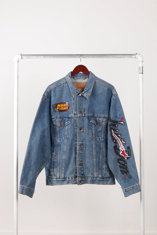 Just Don x Levi's 'Custom Airbrush NBA Finals Print' Denim Trucker Jacket Blue (2016)