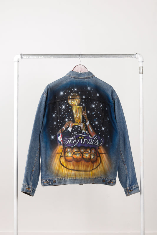 Just Don x Levi's 'Custom Airbrush NBA Finals Print' Denim Trucker Jacket Blue (2016)