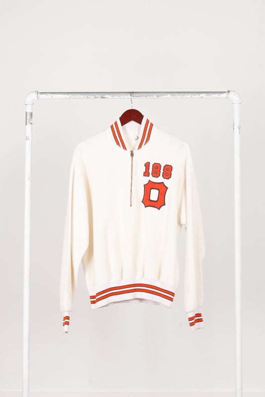 Vintage 50's Powers Athletic '188 O Embroidered' Varsity Half Zip Sweater