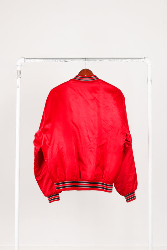 Vintage 90's Chicago Bulls 'Logo Patch' Satin Jacket Red