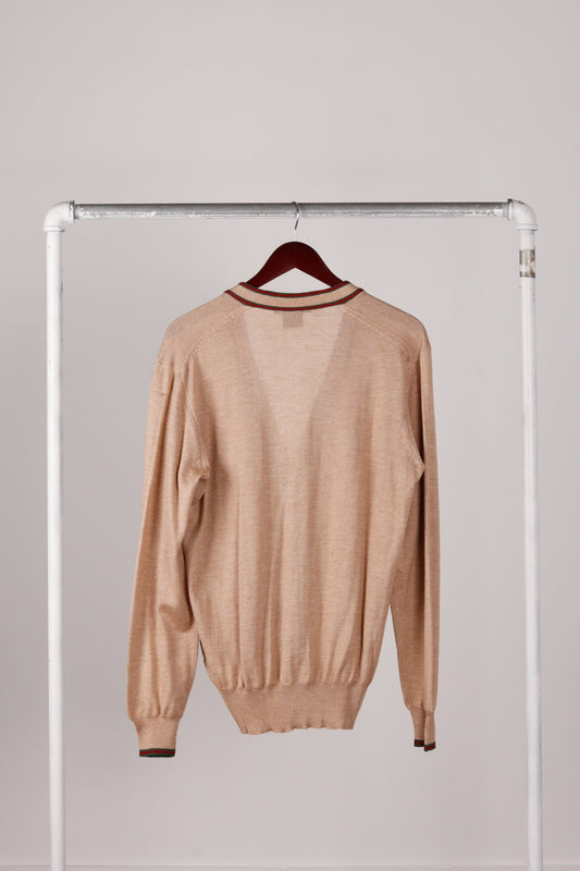 Gucci SS08 'Striped Knit Silk' Cardigan Sweater Camel (2008)