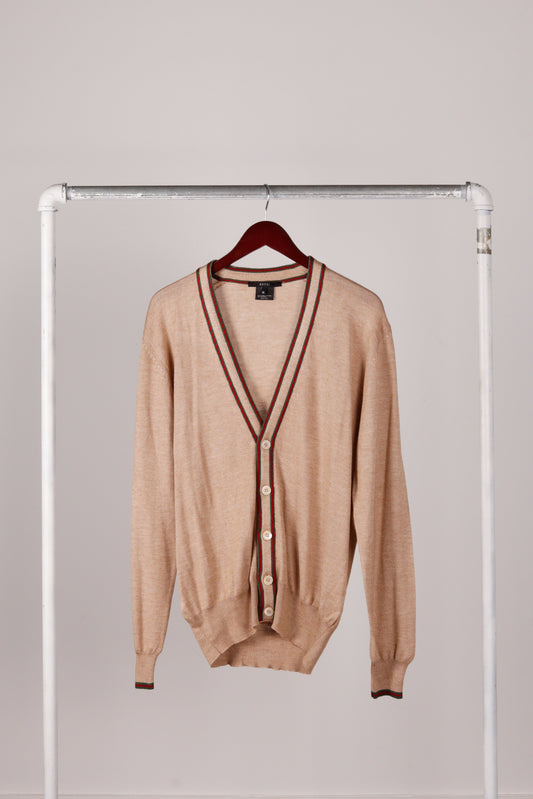 Gucci SS08 'Striped Knit Silk' Cardigan Sweater Camel (2008)