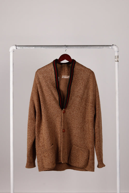 80's Gucci 'Stripe Trim Collar Mohair' Cardigan Sweater