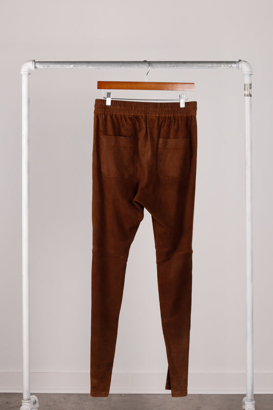 Balmain FW13 'Lambskin Suede Python Trimmed' Jogger Pants Brown (2013)