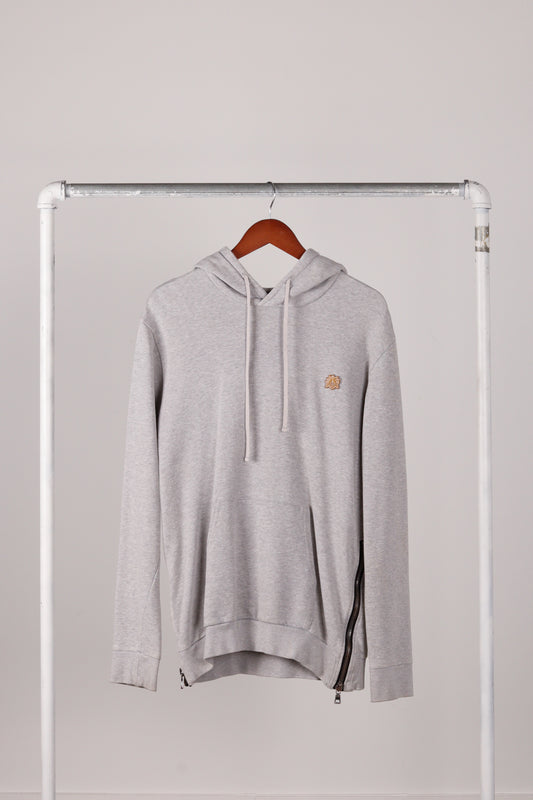 Balmain FW14 'Masonic Leaf Logo Applique' Hooded Sweatshirt Grey (2014)