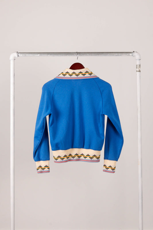 Vintage 80's The Line 'Native Pattern' Zip Up Shirt Blue