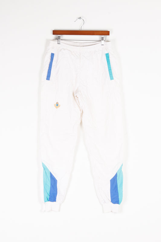 Vintage 90's Bally 'Embroidered Crest Logo' Track Pants White