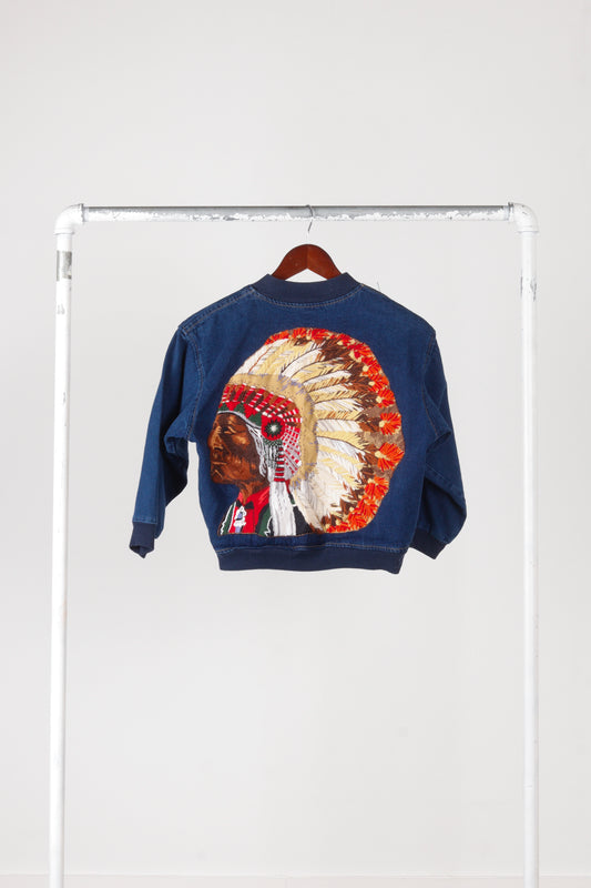 Vintage 90's  'Chief Embroidered' Youth Denim Bomber Jacket