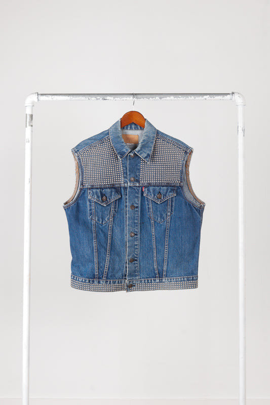 Vintage 70's Levi's Red Tab 'Custom Studded Sleeveless' Type III Denim Trucker Jacket