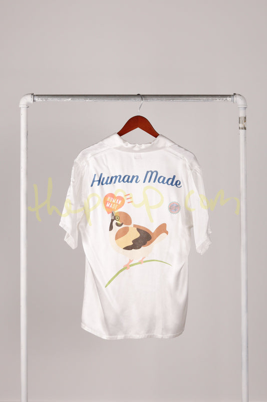 Human Made SS23 'Owl Print Aloha' Silk Shirt White (2023)