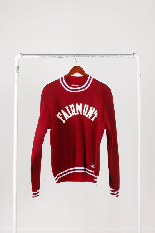 Vintage 50's Champion 'Fairmont University Ringer' Crewneck Maroon