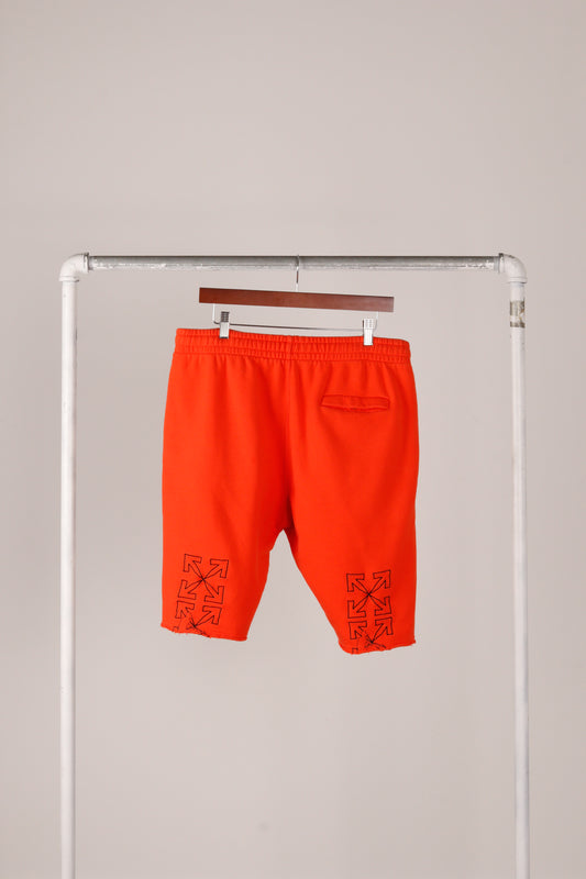 OFF-White SS21 Embroidered 'Arrow Logo' Sweat Short Orange (2021)