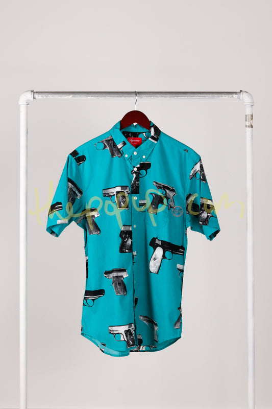 SS13 Supreme 'Handgun' S/S Oxford Shirt Teal (2013)