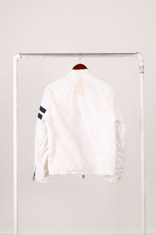 Moncler 'Big Logo' Moto Nylon Jacket White