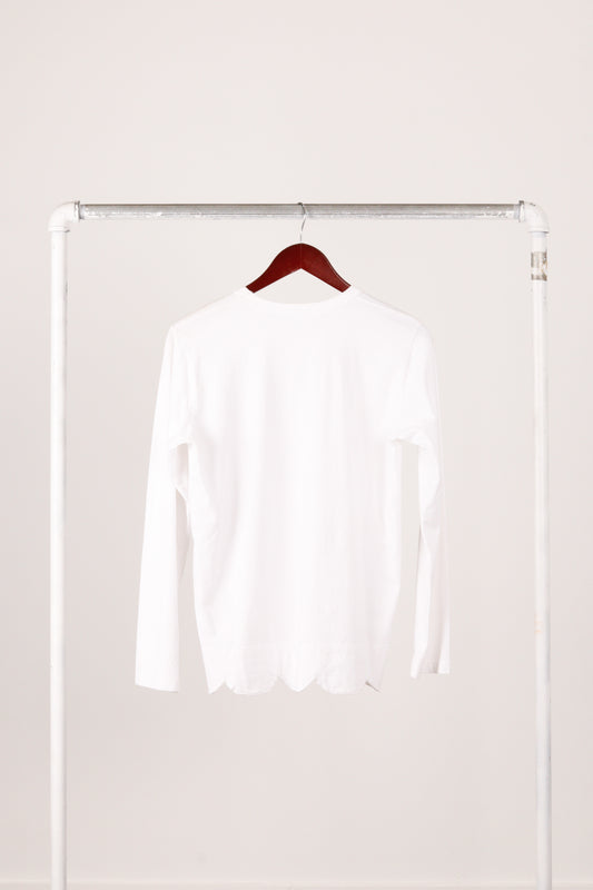 Comme des Garçons Womens 'Scalloped Trim' L/S T-Shirt White