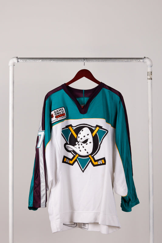 Vintage 1997 Nike Mighty Ducks of Anaheim 'Pavel Trnka 97 NHL Game One Japan' Jersey